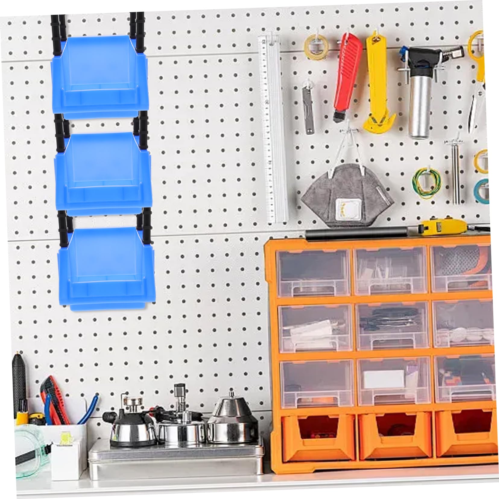 8pezzi Scatole Di Stoccaggio Per Viti e Bulloni Contenitori Organizer Per Fai Da Te e Utensili Bins Impilabili Per Garage e Casa Design Inclinato Per Accesso Facile