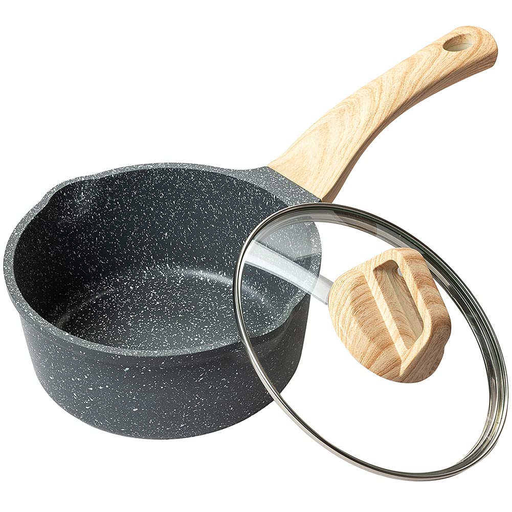 Buy YUZIZ Saucepan 2.6 Quart with Lid, Nonstick Soup Pot Granite