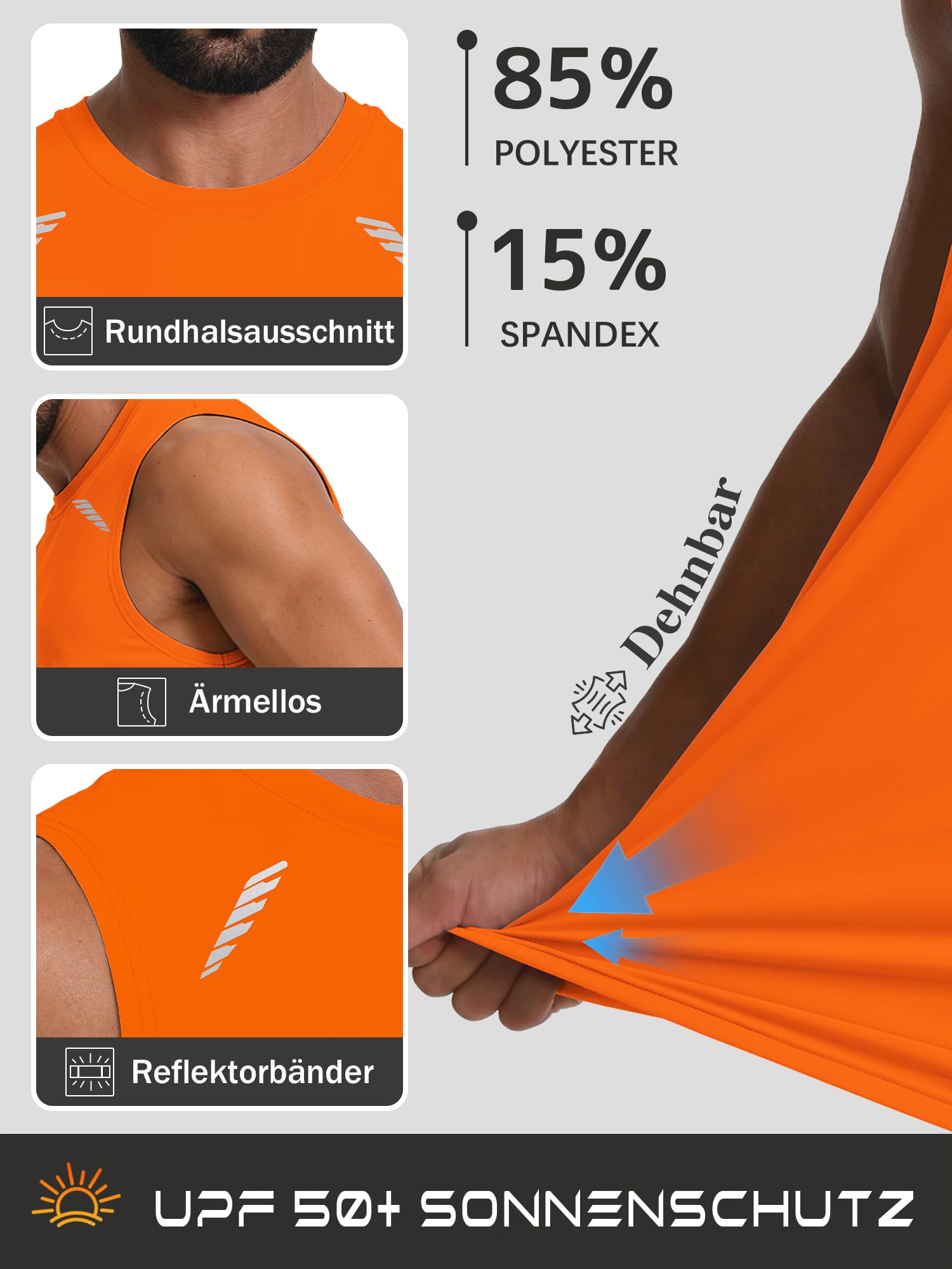Tank Top Herren Sommer Ärmelloses Sport Fitness Muskelshirt Gym Achselshirt Männer Sleeveless Unterhemd Bodybuilding Funktionsshirt - 3