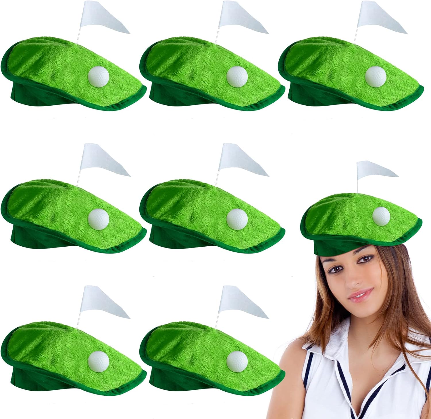Funny Novelty Golfer Beret Hat with Golf Ball Flag for Party Costume Accessories and Supplies
