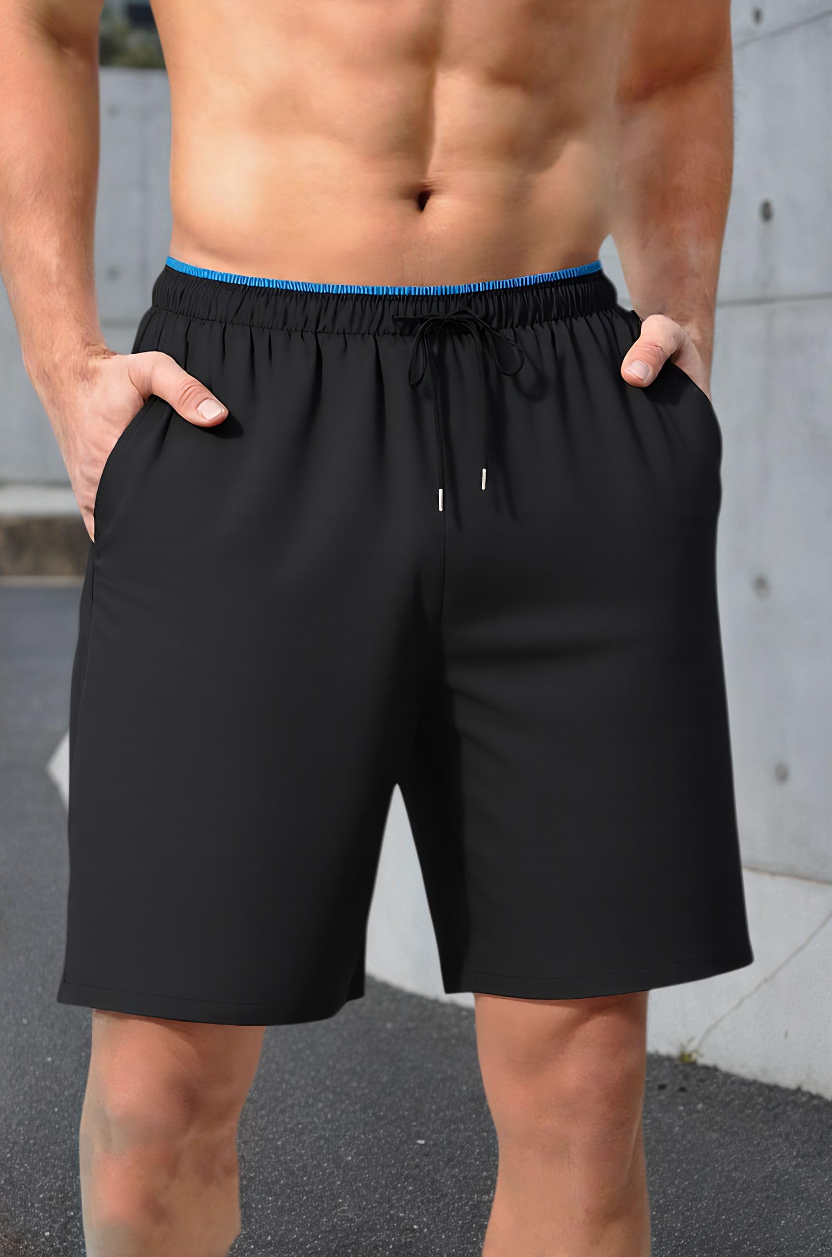 Mens Lightweight Athletic Shorts Elastic Waist with Pockets for Gym