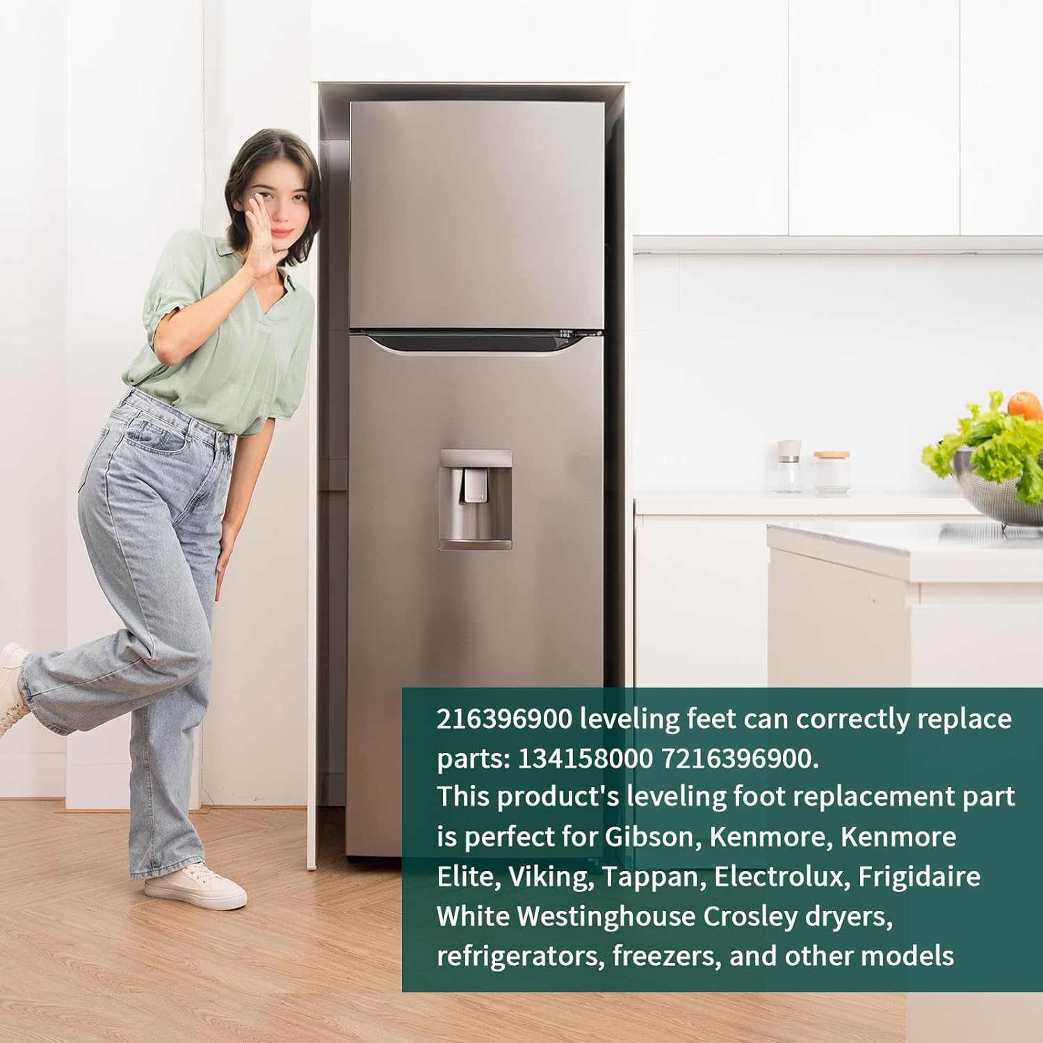 216396900 Leveling Feet (4 Pack) Replacement, Perfect for Gibson, Kenmore, Kenmore Frigidaire Refrigerators and Freezers, Dryers and More Models Adjustable Leveling Screw Feet (216396900 6PSC)