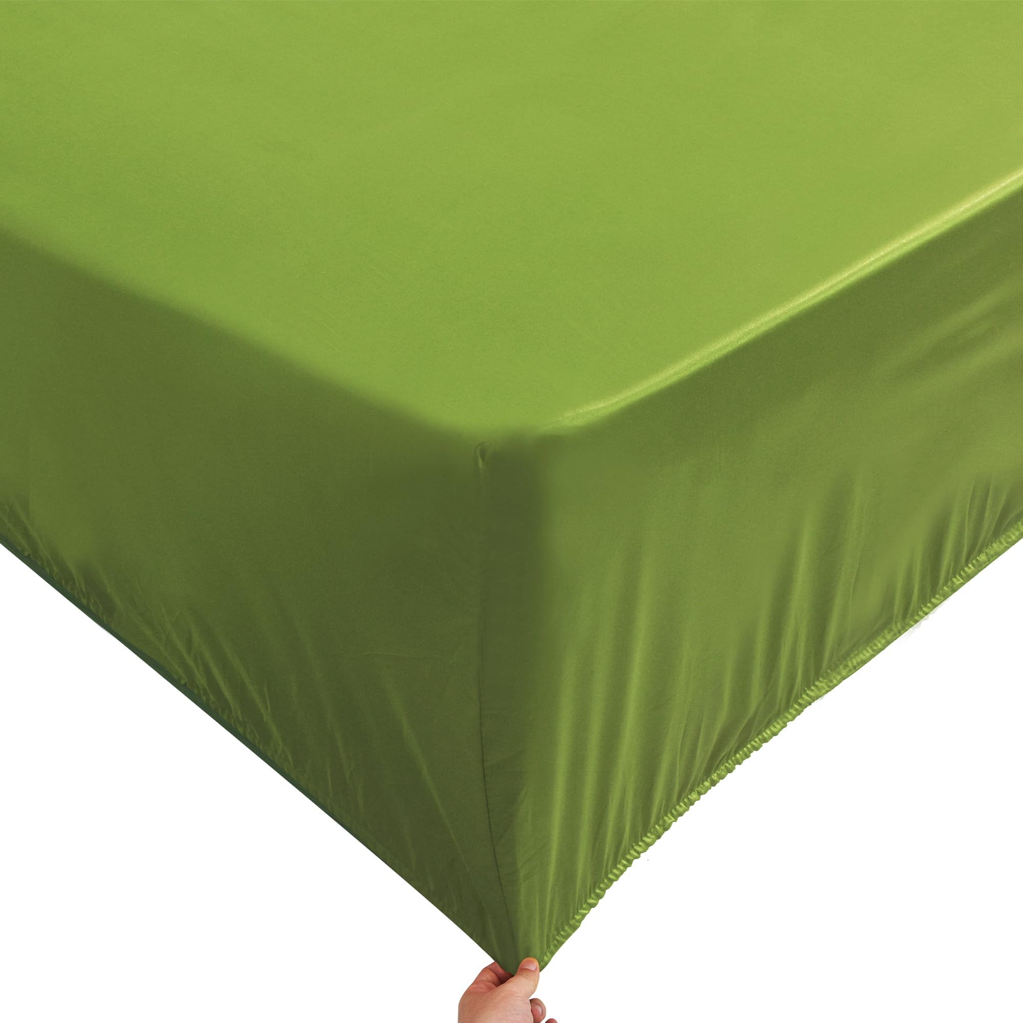 ROOEE Satin Silk Fitted Sheet with Pillowcase Set Breathable Soft Bedding Brushed Fabric Wrinkle - Image 2