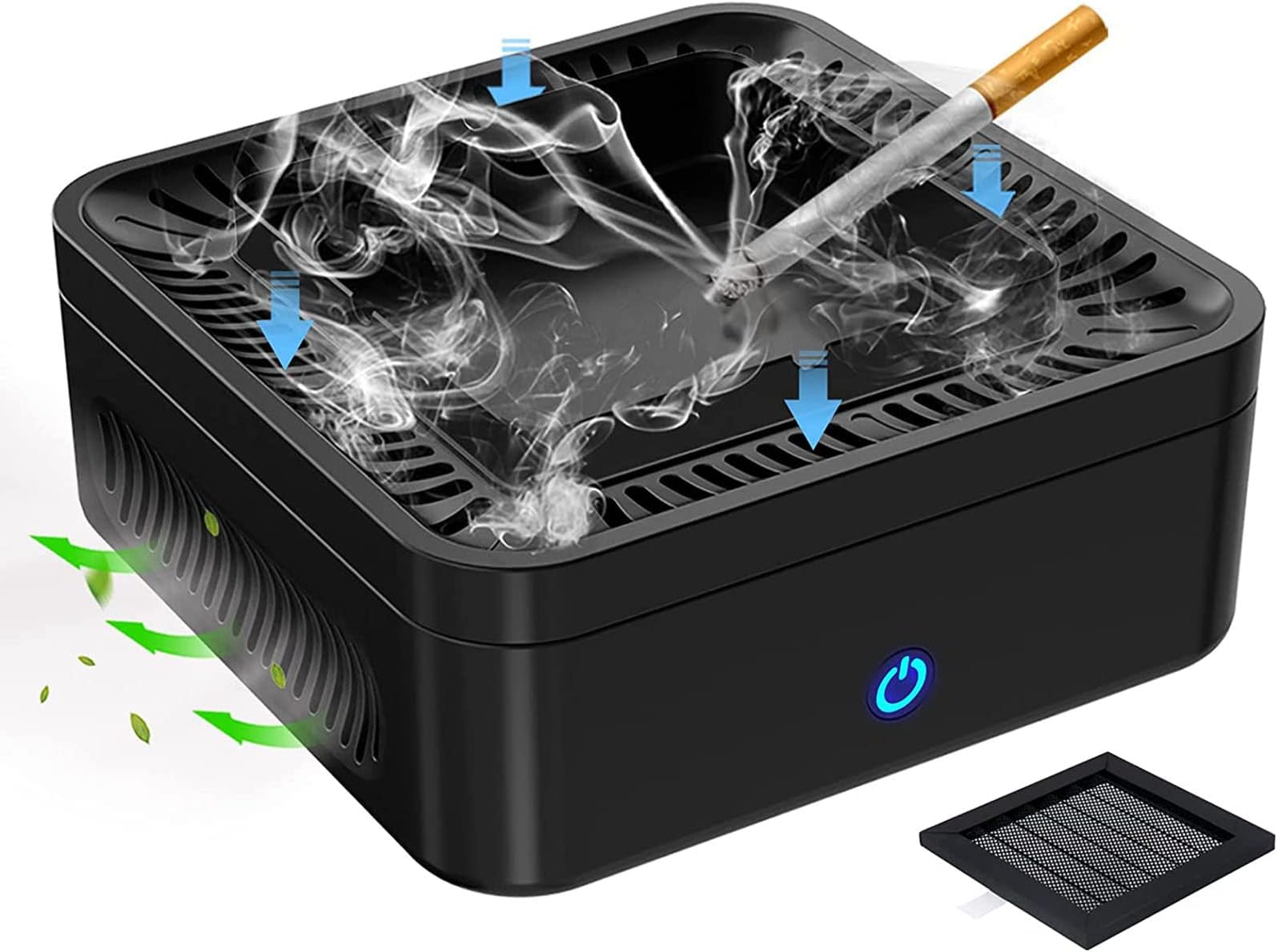 Smokeless Ashtray, USB Rechargeable Ashtray, Multifunctional Ashtray, Ashtrays for Indoors or Outdoors, MATELOTI Ashtray-Black