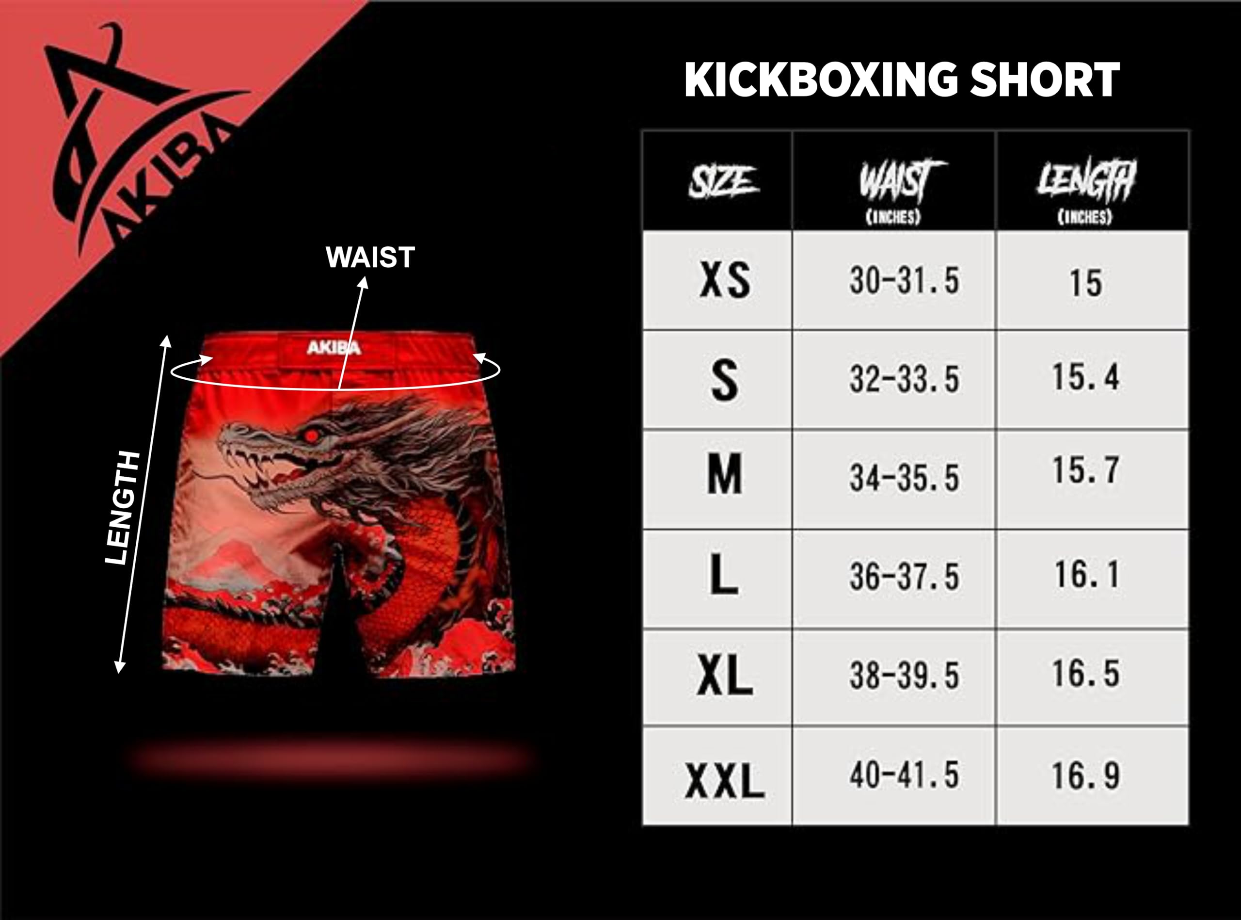 AKIBA Combat MMA Sublimation Printing Shorts (Red, S) - Embroidered Logo,Training & Kickboxing,Regular Fit, Fighting Shorts for Martial Arts, Cage Fight, Boxing, Grappling 2