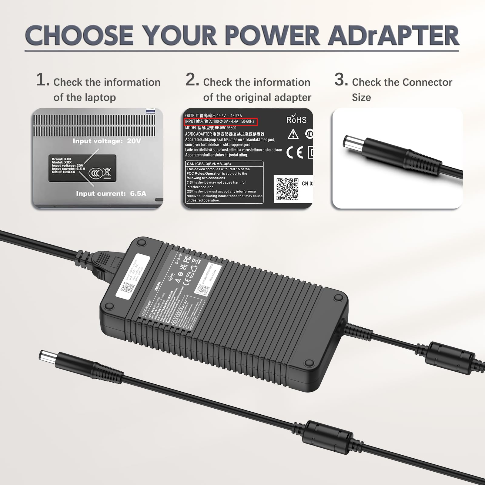330W AC Adapter For Laptop 330W AC Charger For Dell Alienware M18, M16 ...