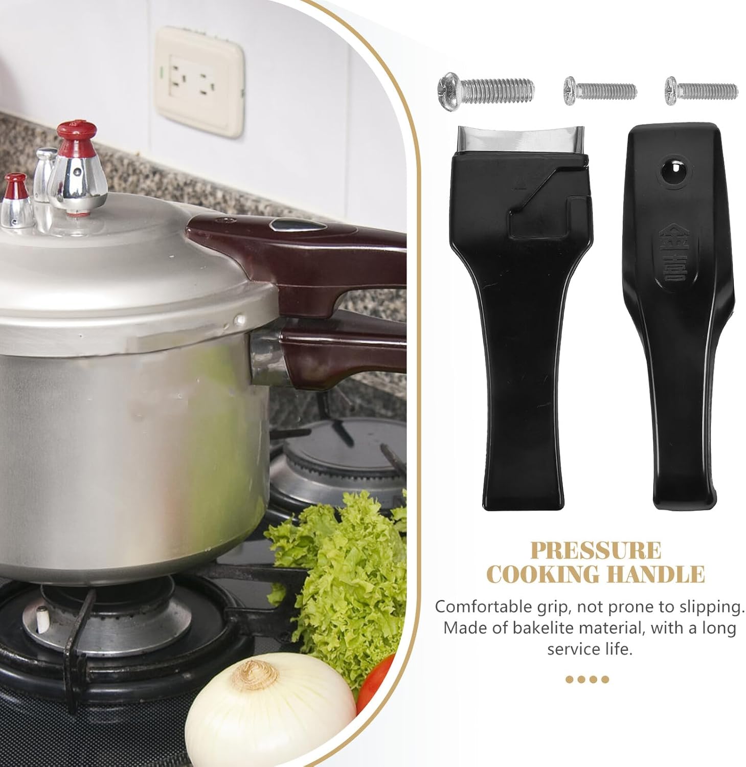 Pressure Cooker Replacement Bakelite Handle Compact Lightweight Pot Handles with Comfortable Secure Grip for Kitchen Cookware Accessories Fits Pressure Cookers and Canners Easy