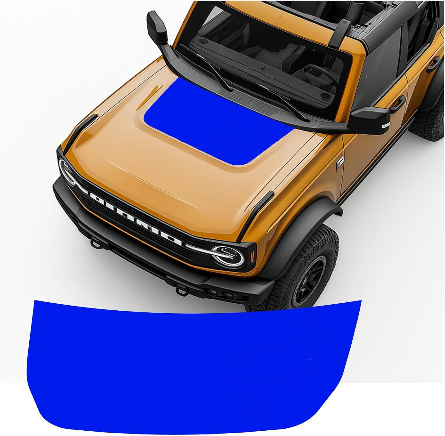 Ford Bronco Hood Blackout Style Horse Logo Racing Stripes Decal Compatible with Ford Bronco 2021 2022 2023 2024 2025 2026 4-Door, 2 Door (Matte Black)