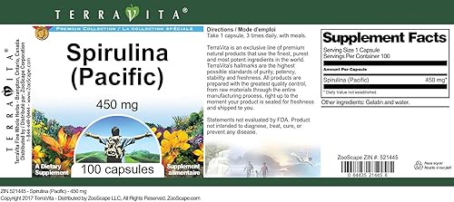 Miniatura 3 de Espirulina (Pacific) - 450 mg (100 Cápsulas, ZIN 521445)
