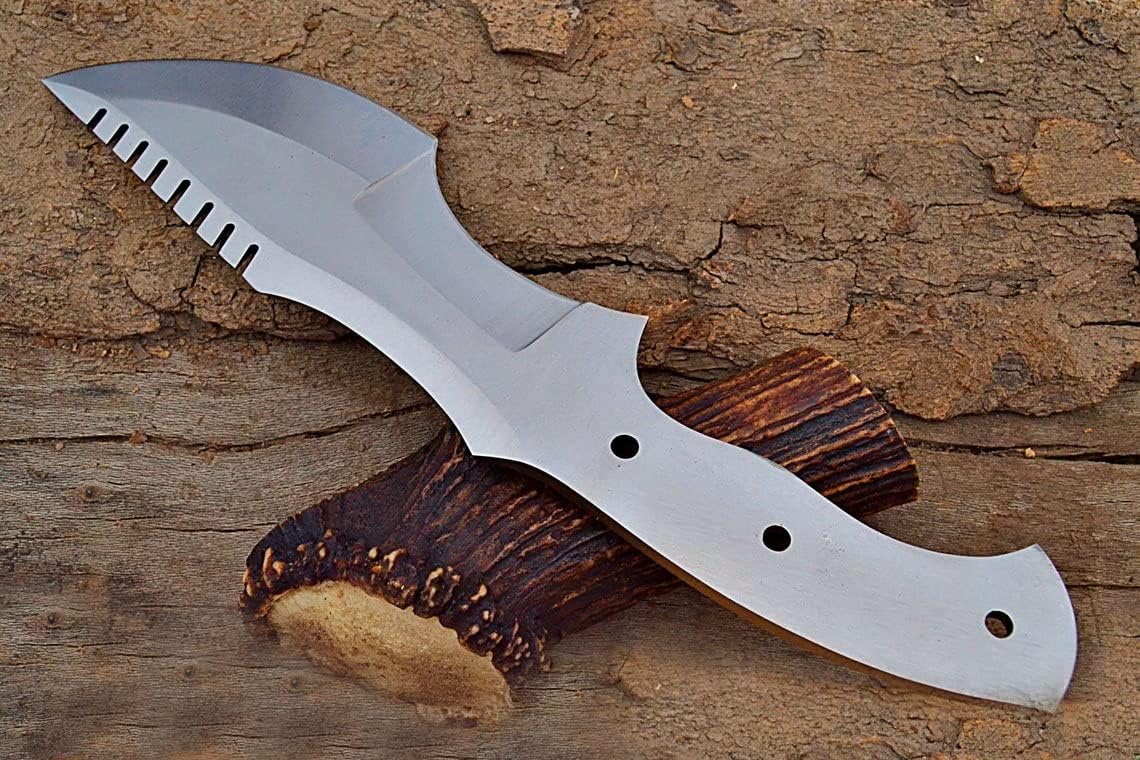 WANGHUI Mega Blades Fexmoo -7252 Custom Handmade D2 Steel Tracker Knife Blank Blade, Blank Blade For Knife Making, Gray