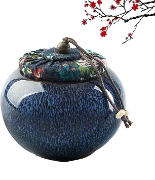 DUJUST Japanese Tea Canister, Kiln Altered Glaze Ceramic Tea Container with a Sealing Lid, Storage Jar for Loose Tea, Unique Tea Gift for Adults/Tea Lovers/Women/Men, Blue