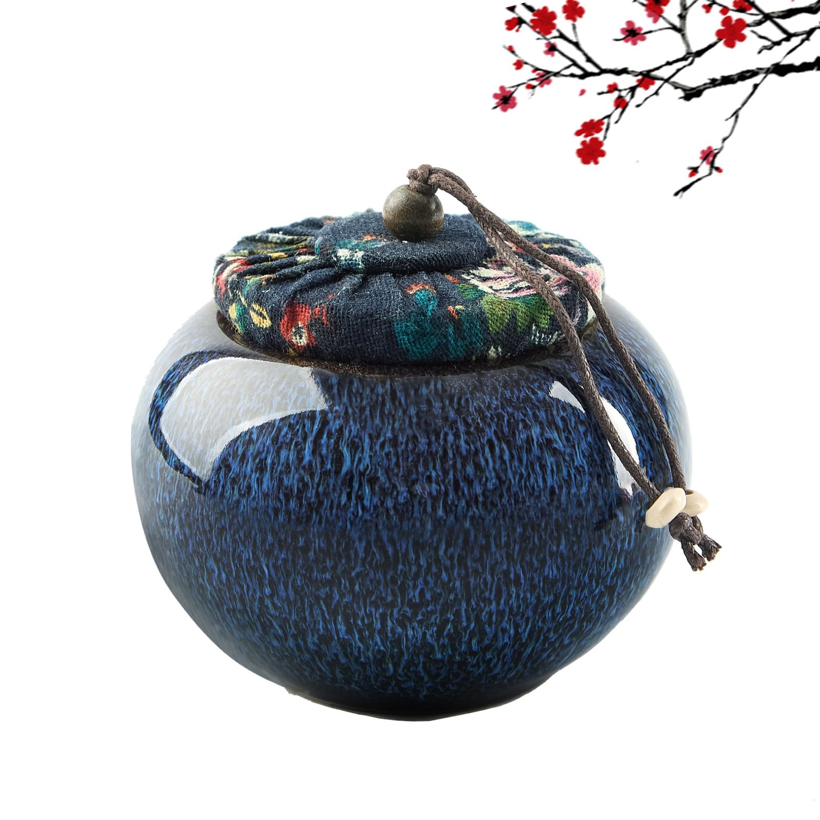 DUJUST Japanisches Teeset für 6 Personen & Teedose, ofenmodifizierte Glasur Porzellan-Teeset mit 1 Teekanne, 6 Teetassen, 1 Teetablett & 1 Teedose, einzigartiges Teeset für Erwachsene/Tee-Liebhaber