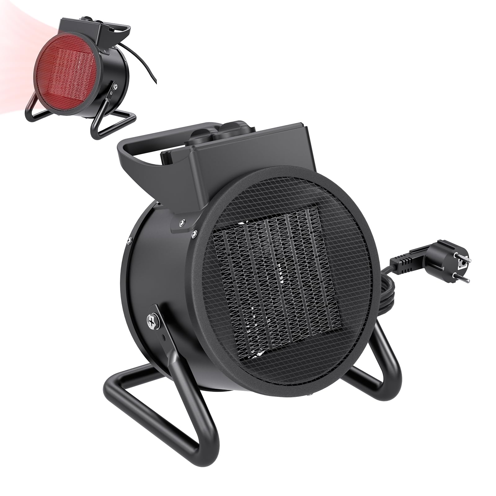 LZQ 3000 W Keramik Heizlüfter mit Thermostat, PTC-Keramik Heizelement, 2 Heizstufen Elektro-Heizung, Überhitzungsschutz, Elektroheizgebläse für Baustellen Werkstätten Häuser Garagen
