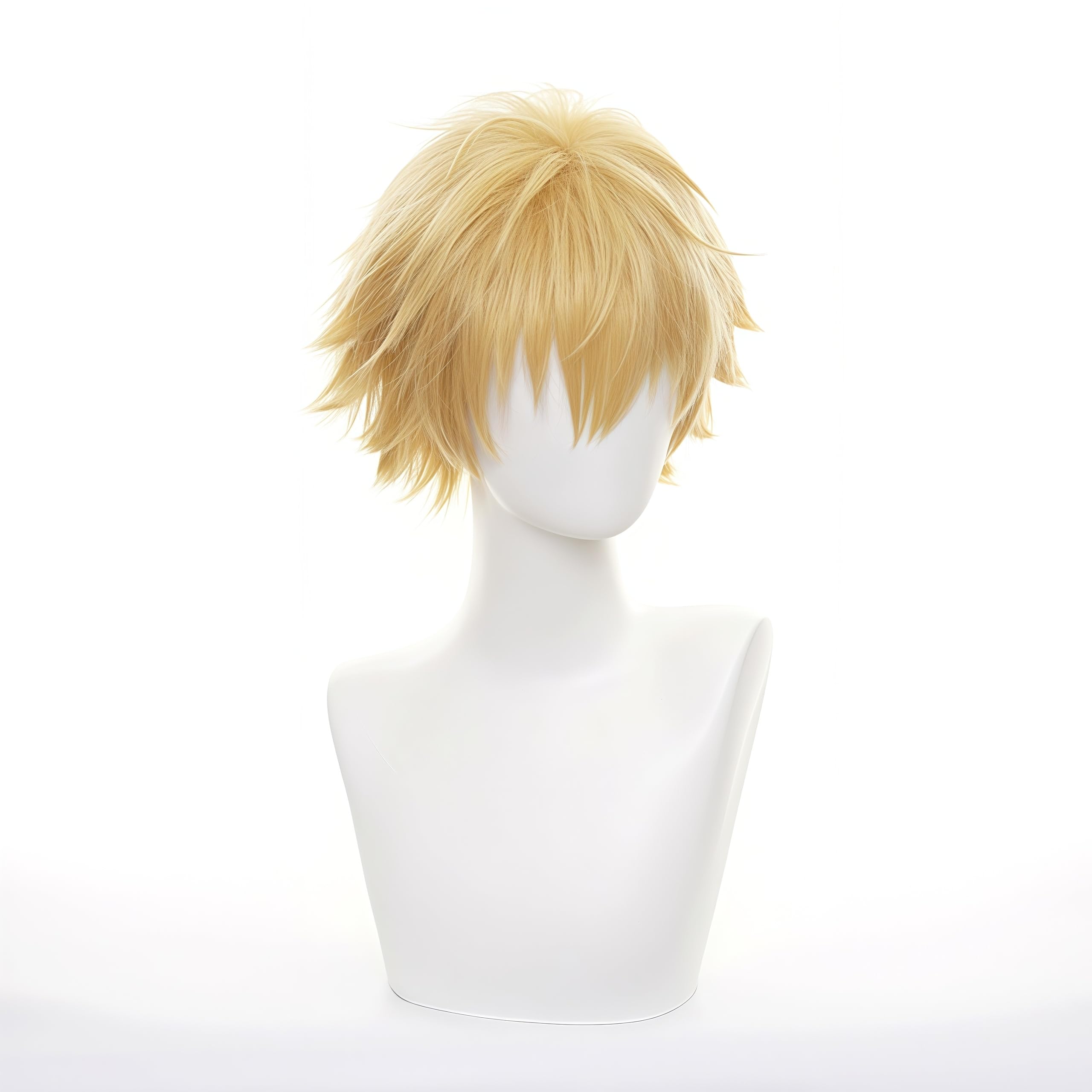 Krótkie złote sztuczne włosy Anime Cosplay peruka
