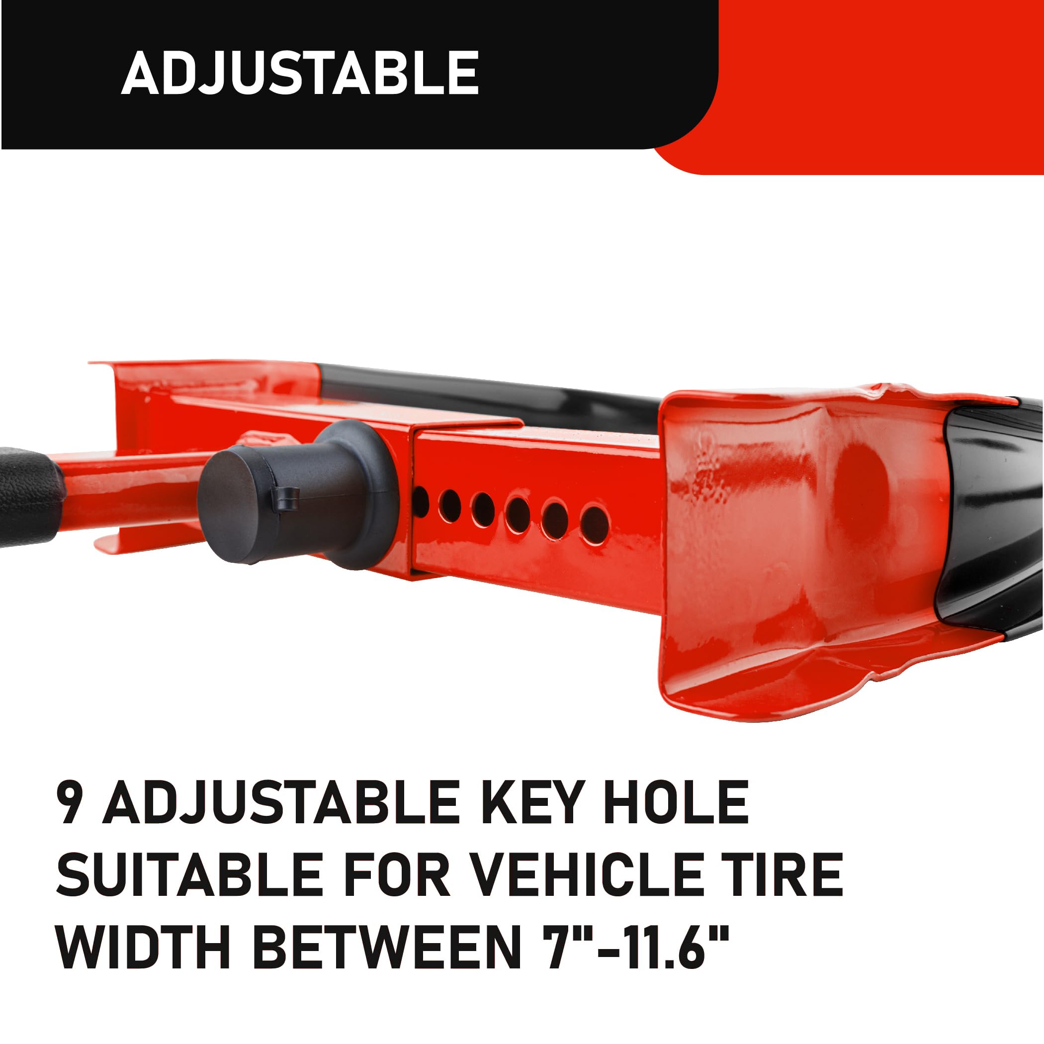 CARTMAN 2 Packs Heavy Duty Trailer Wheel Clamp, Red/Black Universal Security Tire Lock, Adjustable Anti Theft Lock for Trailers SUV Boats ATVs Motorcycles Golf Cart, 6 Alike Keys