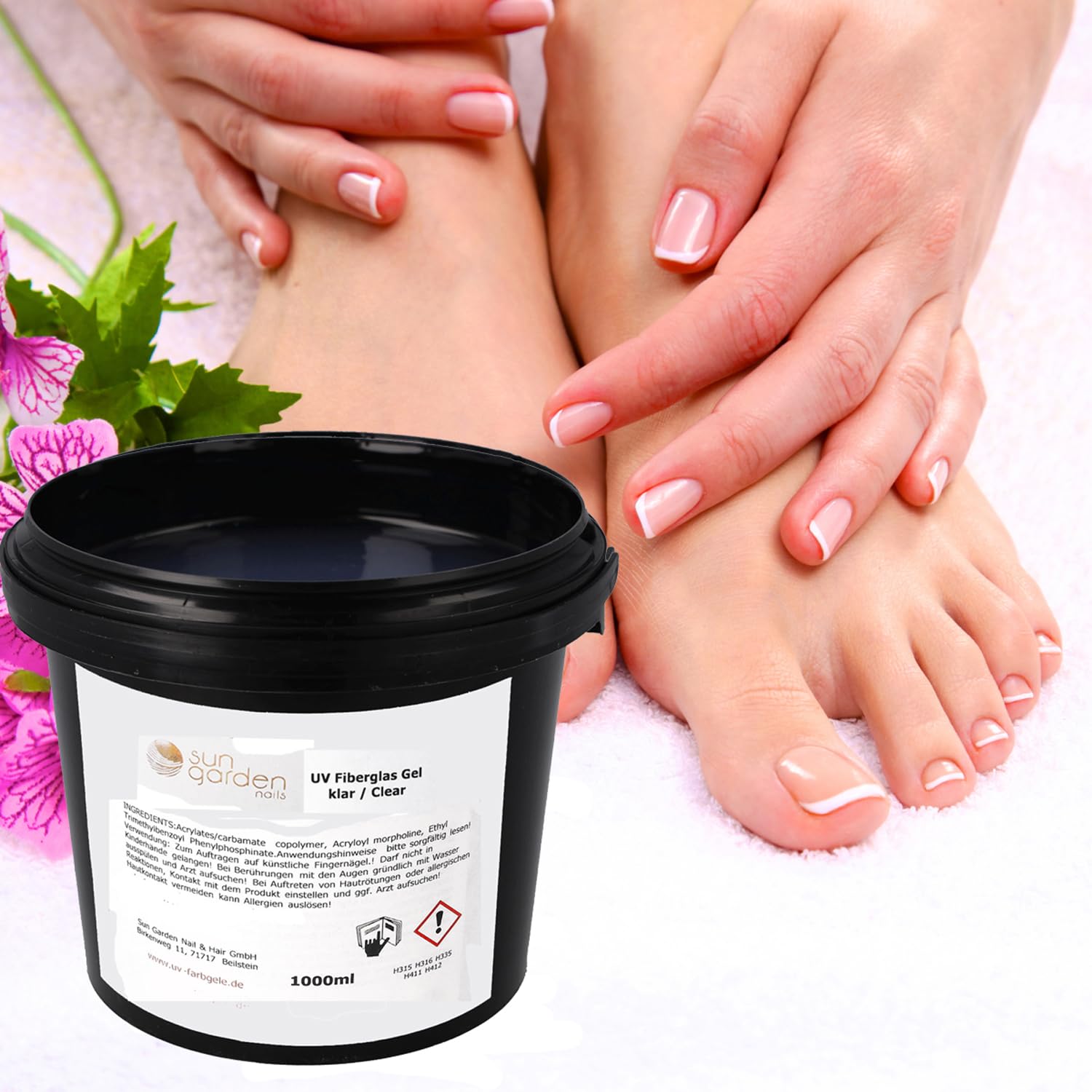 Sun Garden Nails UV Fiberglas Gel Klar 1000 ml Buildergel Aufbaugel 1 Phasengel