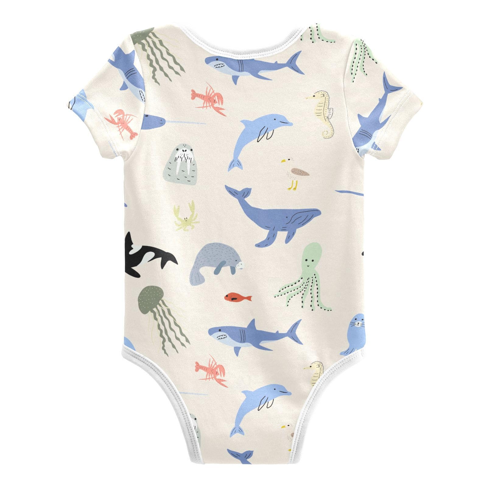 vvfelixl Baby Boys Bodysuit Fish Turtle Whale Short Sleeve Baby Girls Clothes Baby Bodysuits for Toddler 12-18 Months