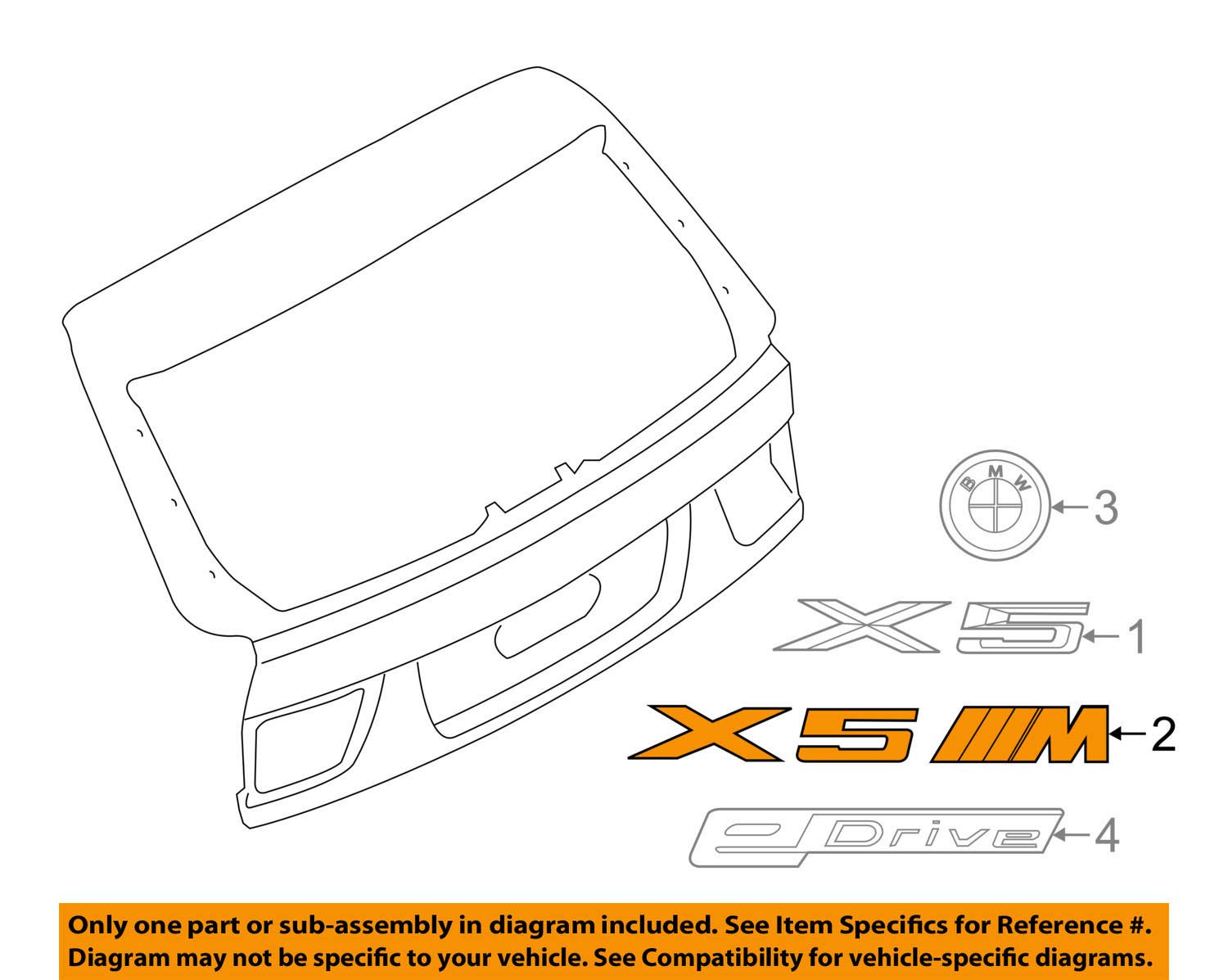 Original-Emblem für Heckklappe des BMW X5 M F85 SUV, OEM 