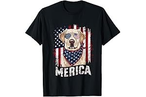 Yellow Labrador Retriever 4th of July Merica USA Flag Lab T-Shirt