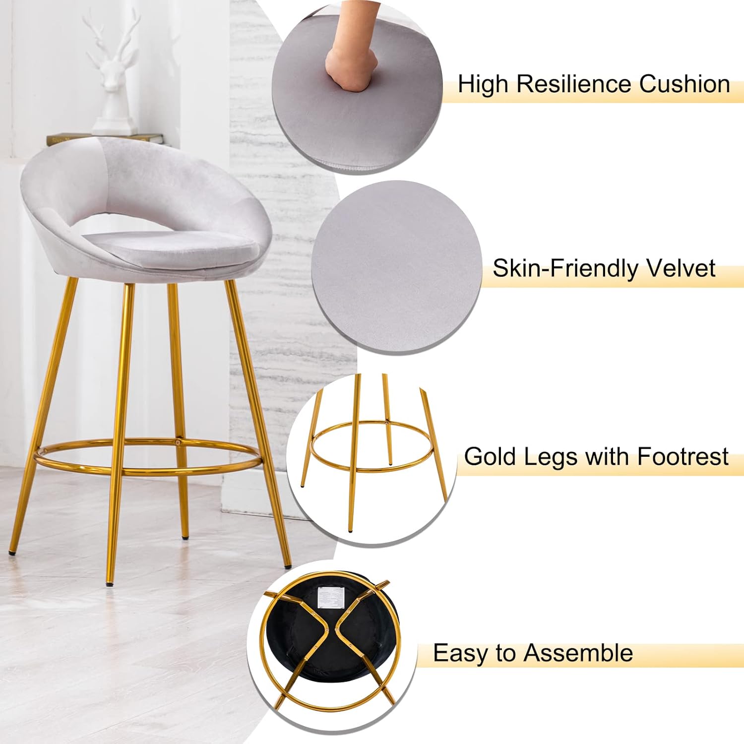 Mutipurpose Modern Gold Velvet High Dining Chairs 22 71d1MzPLpbL. AC SL1500