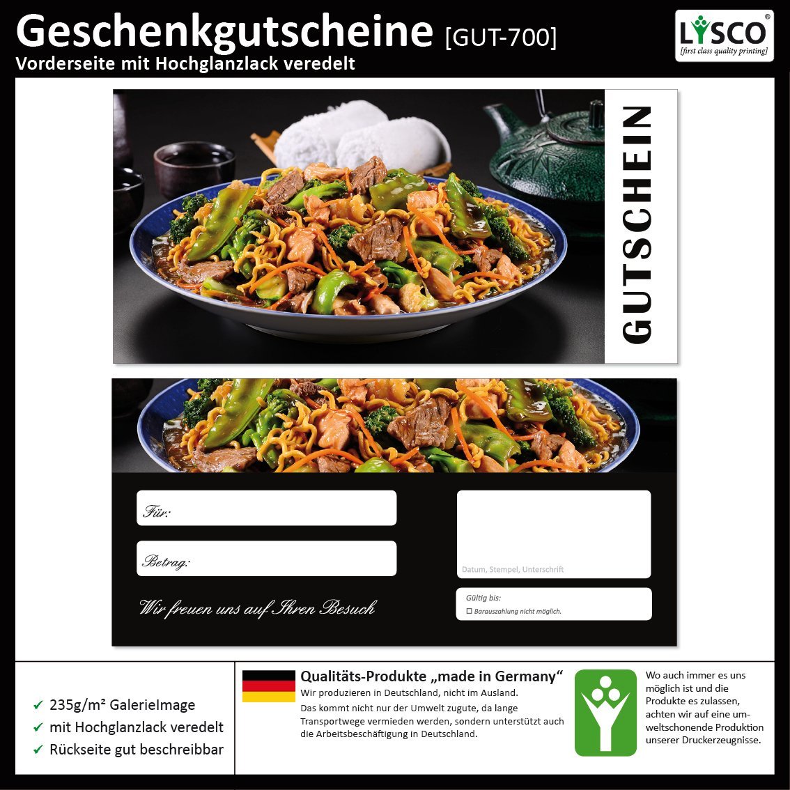200 Stück Geschenkgutscheine (GUT-700) Gutscheine Gutscheinkarten für Bereiche wie Gastronomie Fleisch Grillen Restaurant Nudeln