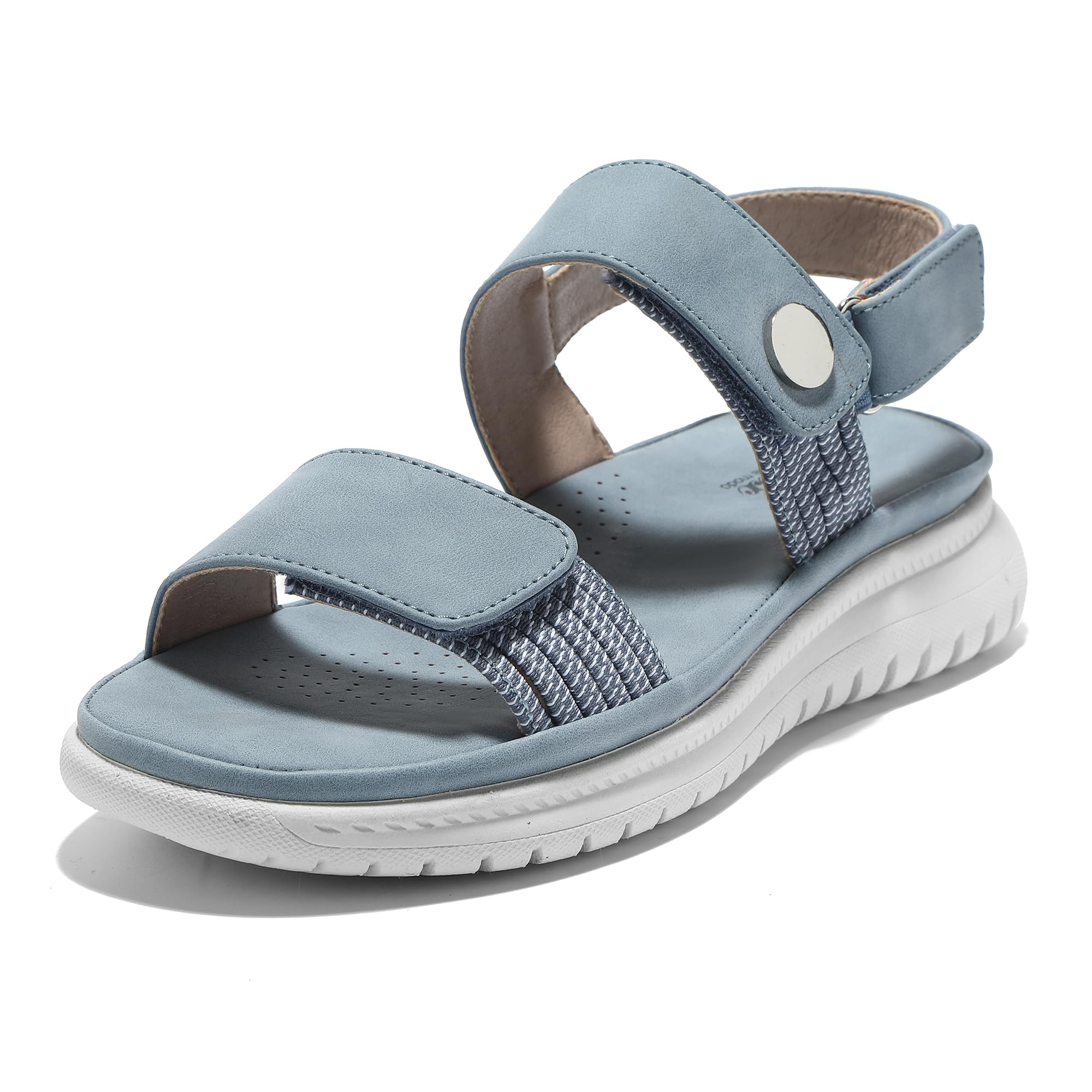 JOMIX Sandalen Damen Elegant Riemchen Sommerschuhe Flache Hausschuhe mit Verstellbaren Gummibändern Bequem Niedrig Sommer Meer Pool Strand Strandsandalen