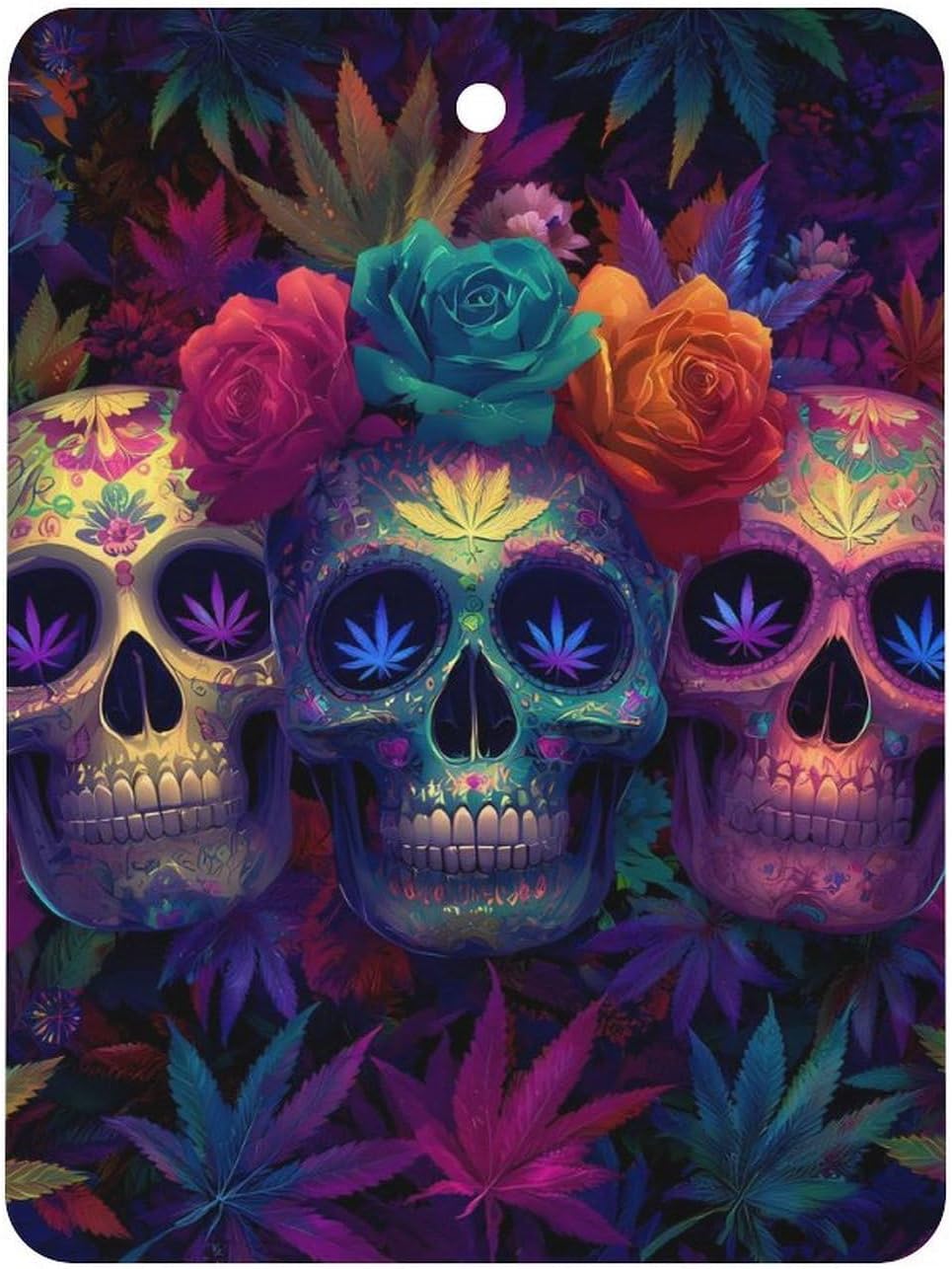 Skull Weed Leaves Car Air Freshener Hanging Aromatherapy Tablets for Car Accessories Square