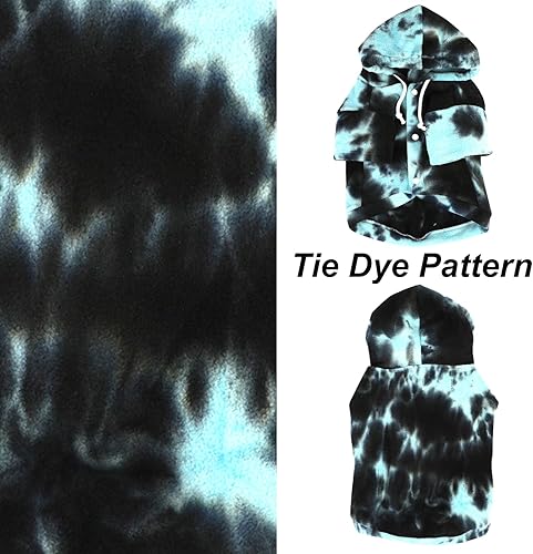 Miniatura 4 de Sudadera con capucha para perro de teñido anudado, abrigo de invierno para perros pequeños, capucha cálida y ajustable ultrasuave, tela transpirable