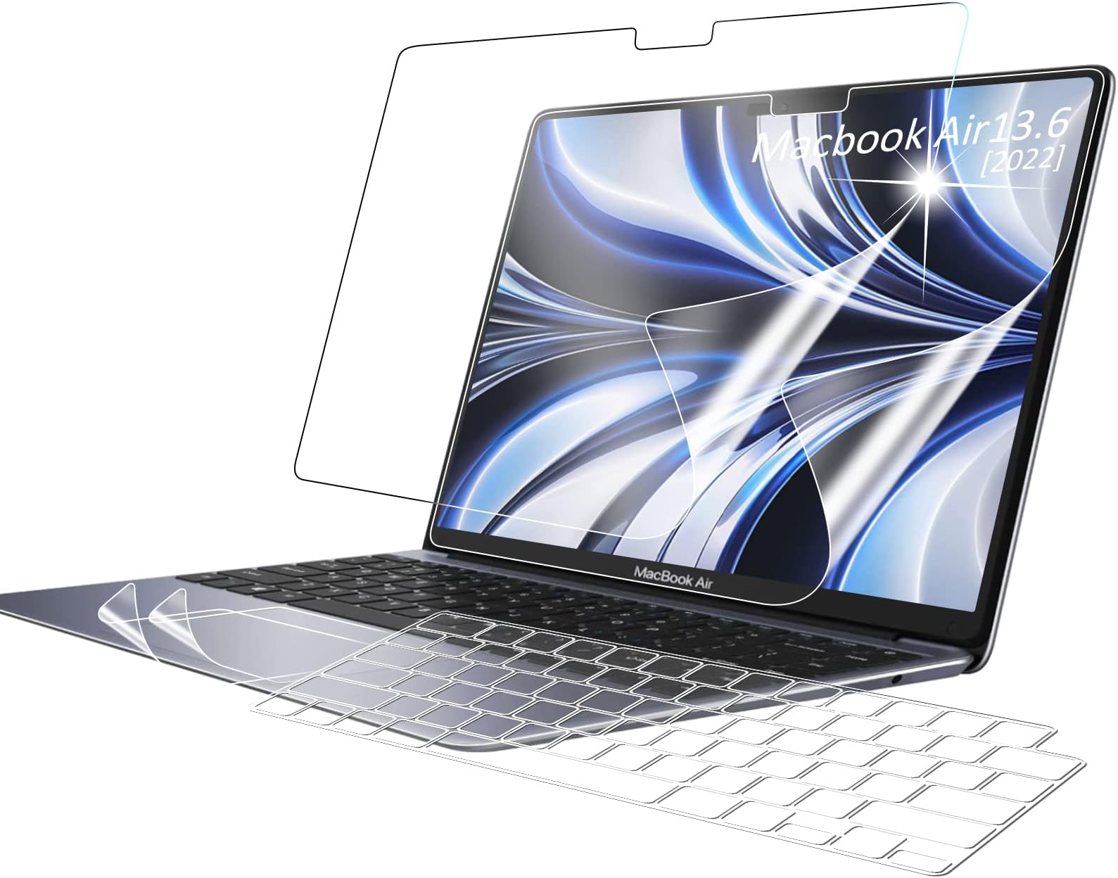 Screen Protector for M2 Chip MacBook Air 13.6 inch (Model: A2681) 2022 Release, Effectively Reduces Glare and Visual Fatigue Screen Protector(2X), Ultra-Thin Keyboard Cover(1x), Trackpad Cover(2X)