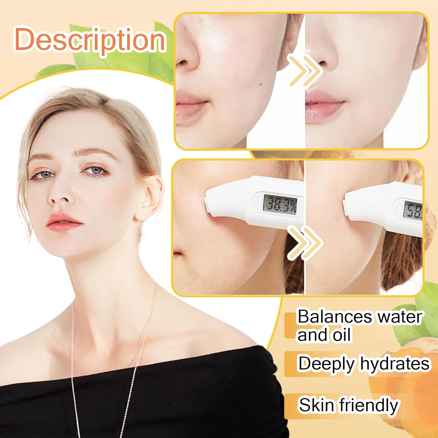 Turmeric Skin Care Set,9 Pcs Turmeric Skin Care Kit with 3 Honey Sheet Masks,Turmeric Soap Bar,Face Wash,Toner,Face Serum,Face Moisturizer Cream,Eye Cream - Image 5