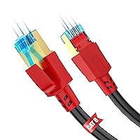 Vista 11 de Cable Ethernet Cat 8 de 60 pies, 26AWG 40Gbps 2000MHz, cable de red LAN Cat8 ultra velocidad, cable de conexión SFTP con conector RJ45 chapado