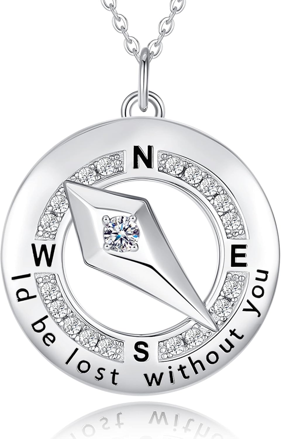 FANCIME Sterling Silver Compass Birthstone Necklaces Fine Jewelry Anniversary Birthday Gifts for Women Her Wife Mom