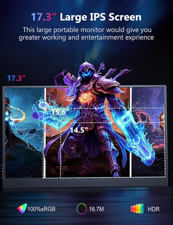 Monitor Portátil 17.3 4K IPS con USB-C y HDMI miniatura 5