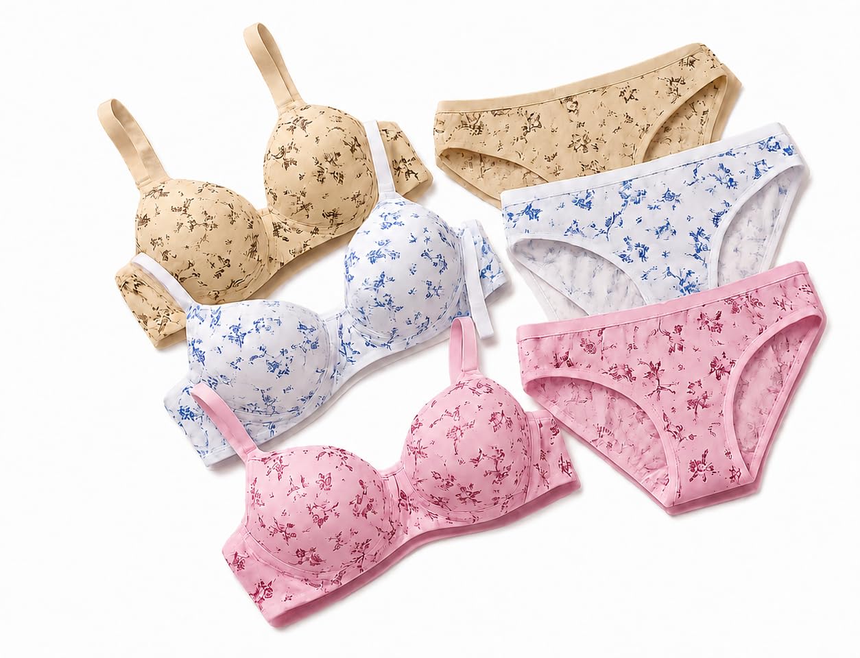 slingkini Floral Printed Bra Panty Set for Women | Soft Padded Non Wired Lingerie Combo | Comfortable Innerwear-picture-31