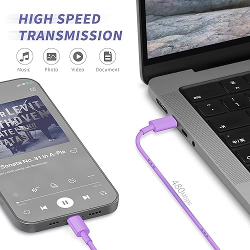 Miniatura 5 de Cargador de iPhone de carga rápida, [Certificado MFi] Paquete de 2 cargadores rápidos de 20 W tipo C con [3 metros y 1.8 metros] cable USB C a