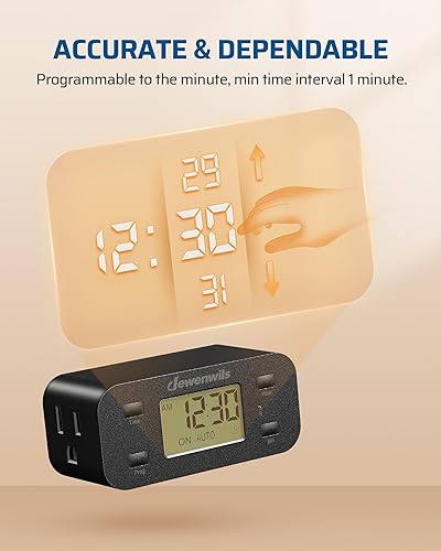 Miniatura 11 de DEWENWILS Toma de temporizador digital programable de 24 horas, paquete de 2 temporizadores para enchufes eléctricos, temporizador de luz