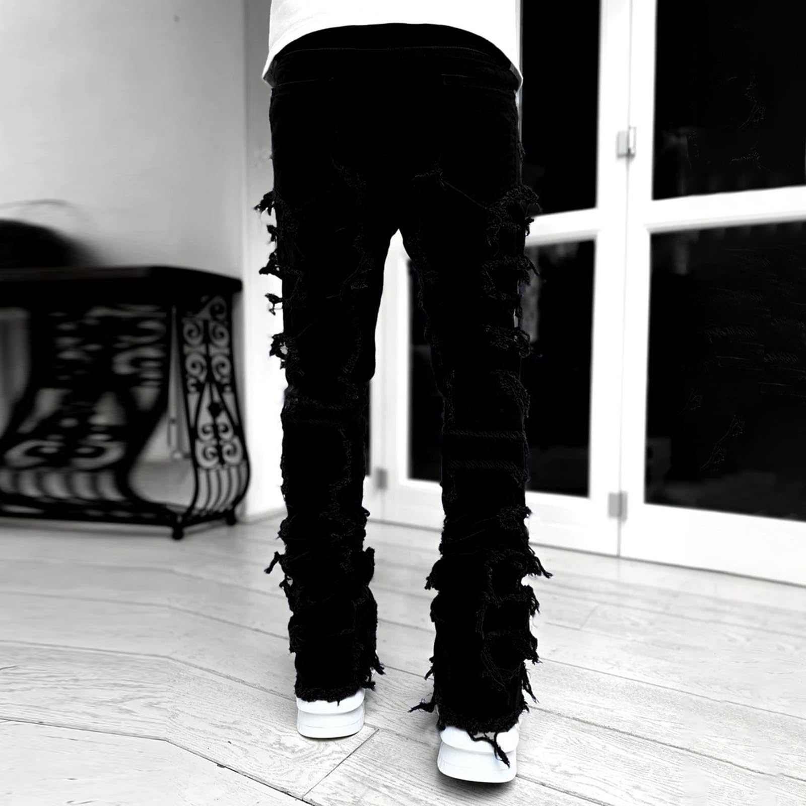 SOOUICKER Jeans Herren Stretch Slim Fit Jeans Herren Destroyed Vintage Hosen Denim mit Löcher Freizeithose Lang Modern Ripped Arbeitsjeans Comfort Fit