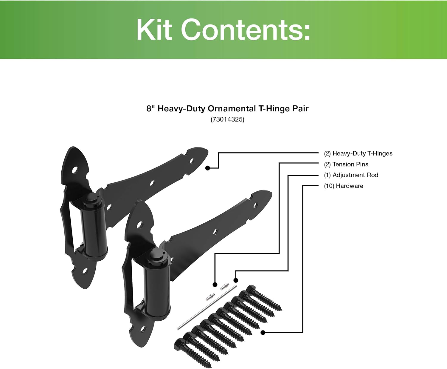 Barrette Outdoor Living Heavy-Duty 8" Ornamental T-Hinge, Black