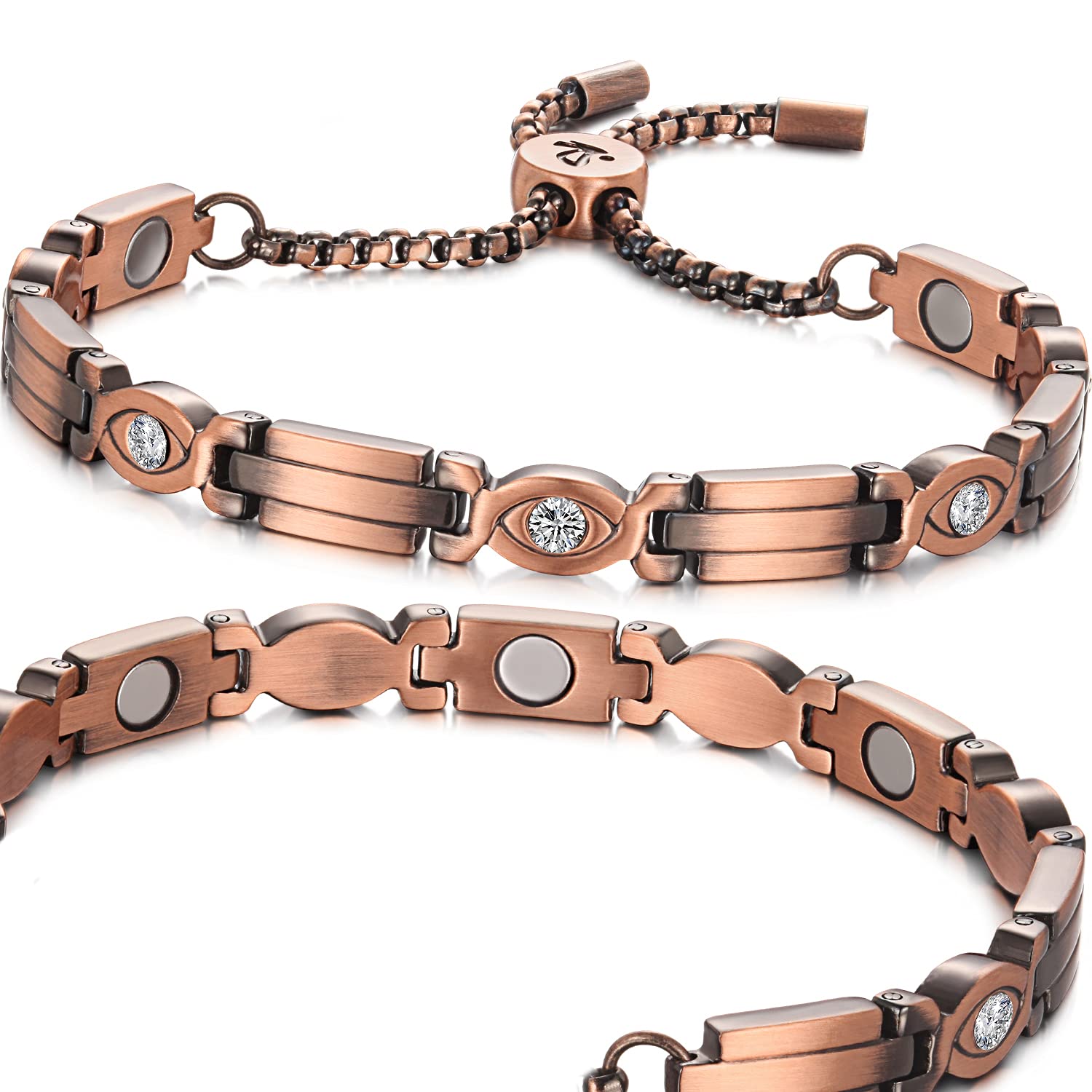 RainSo Damen Starkes Magnetarmband aus Kupfer-Magnetisches Kupferarmband (Funkenkristall)