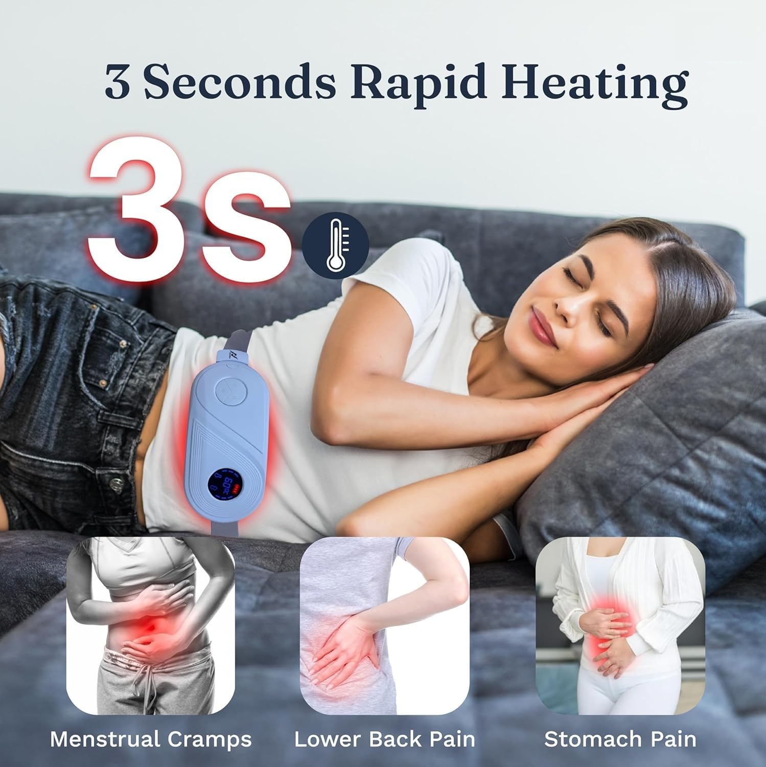 RK_Enterprises Cordless Electric Heating Pad| 9 Modes| Menstrual Cramp Relief|Type C| Crampfree Periods | Portable | Gift for Women| Strap Upto 40 Inch
