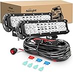 Nilight Led Light Bar 2PCS 12 Inch 72W Spot Flood Combo with Off Road Wiring Harness, 2 Years Warranty (ZH030)