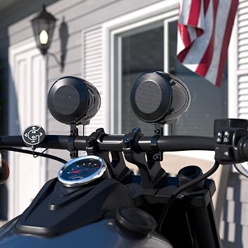 GoHawk Motorcycle Speakers Bluetooth Waterproof Radio Audio System with Amplifier, FM Radio, Volume Control, ATV UTV Compatible