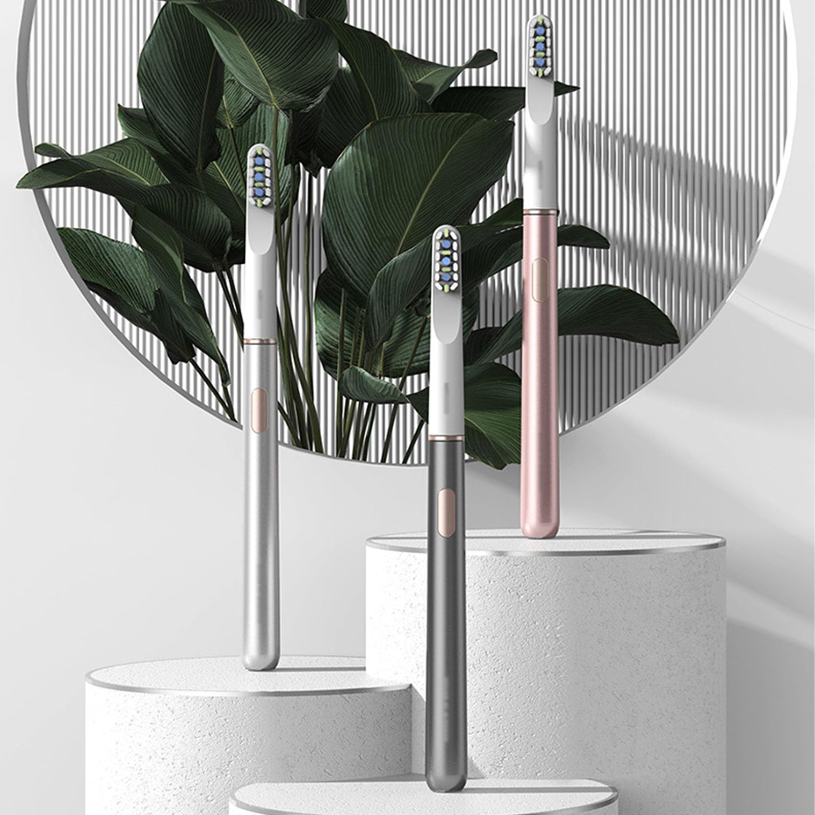 Miroshine Electric Toothbrush, Rechargeable Travel Toothbrush with 2 Brush Heads And Travel Case, 2 Mins Smart Timer, 3 Modes, Ipx7 Waterproof, 30s Intelligent Zone Change Prompt(Silver)