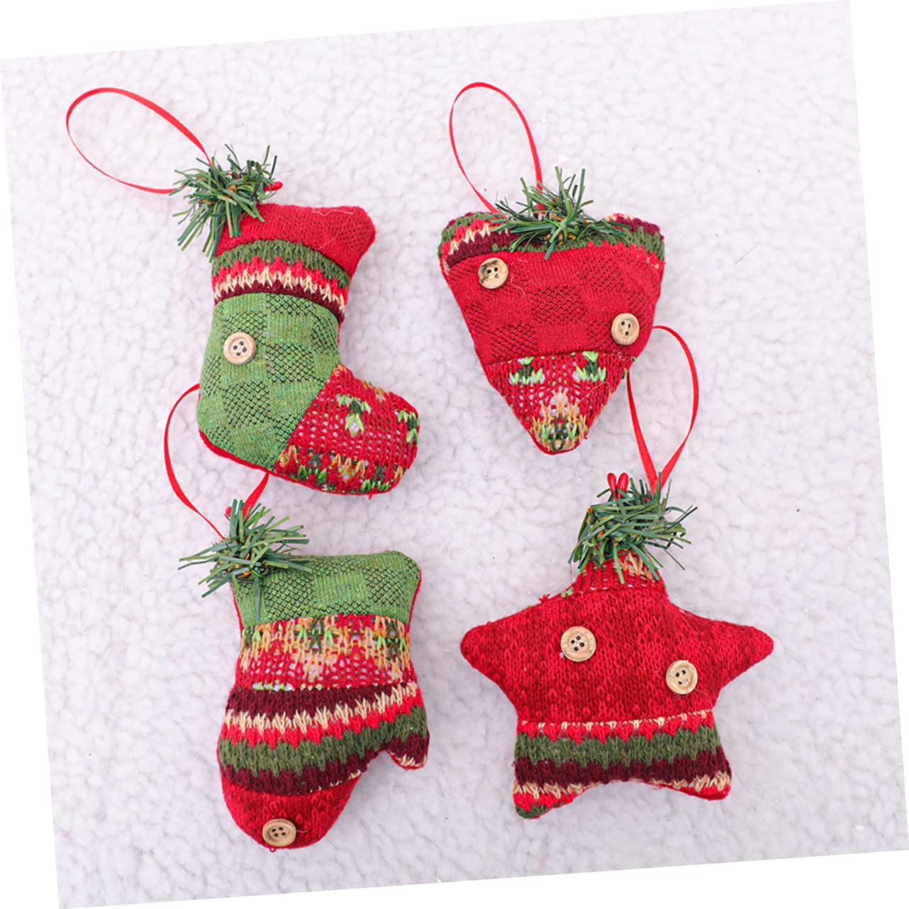 24 Pièces Décoration De Noël Décor Suspendu d'arbre De Noël en Tissu Pendentif Sapin De Noel Ornements d'arbre De Ornement De Cheminée De Décor Suspendu pour Rouge Alipis