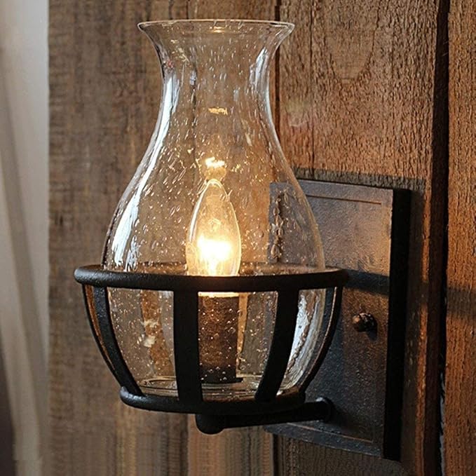 AAOTE American Country Loft Vintage Iron Art Metal Barn Wandlamp Creatief Helder Glas Lantaarn Kerosine Lamp Paard Licht Rustiek Indoor Restaurant Hotel Slaapkamer Blaker Wandverlichting Armatuur E27 Edison photo 3