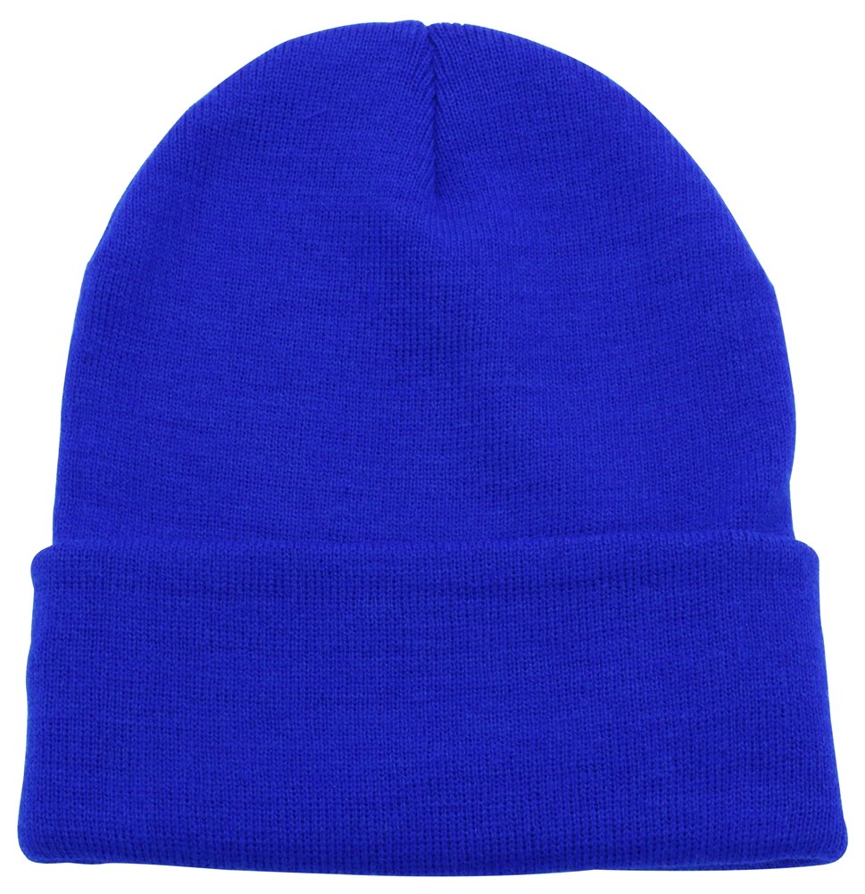 Top Level Beanie Men Women - Unisex Cuffed Plain Skull Knit Hat Cap - blue - One size