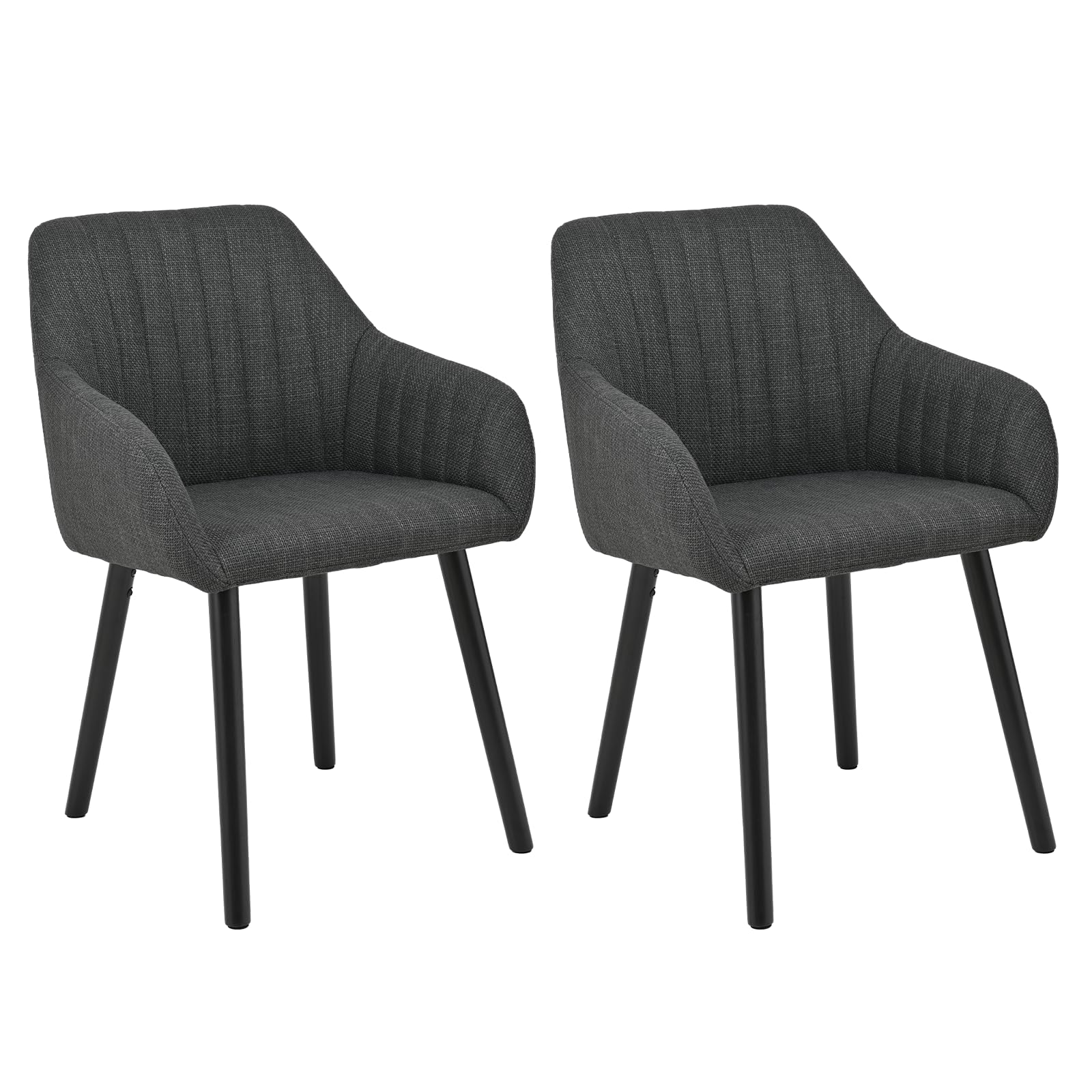 Goeurvant Dining Chairs Set of 2, Modern Kitchen Chairs with Backrest & Wooden Legs, Upholstered Armchairs for Living Room, Dining Room, Study, Polyester Fabric, Black โ image 1