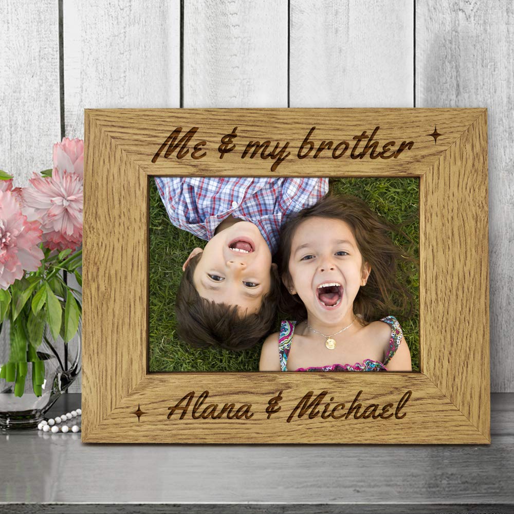 Personalised Photo Frame Laser Engraved 7"x 5" inches Wooden Photo Frame for Parents Grandparents Uncle Auntie Christmas Custom Gift With Any Name Any Text (Landscape, Design 2)