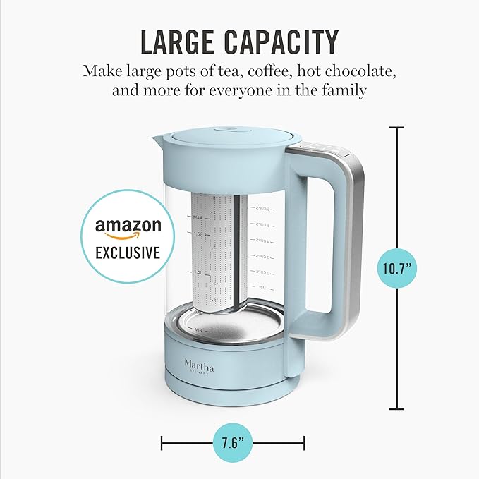 Tetera Eléctrica Martha Stewart 1.7L con Infusor de Té, Azul Cielo miniatura 3