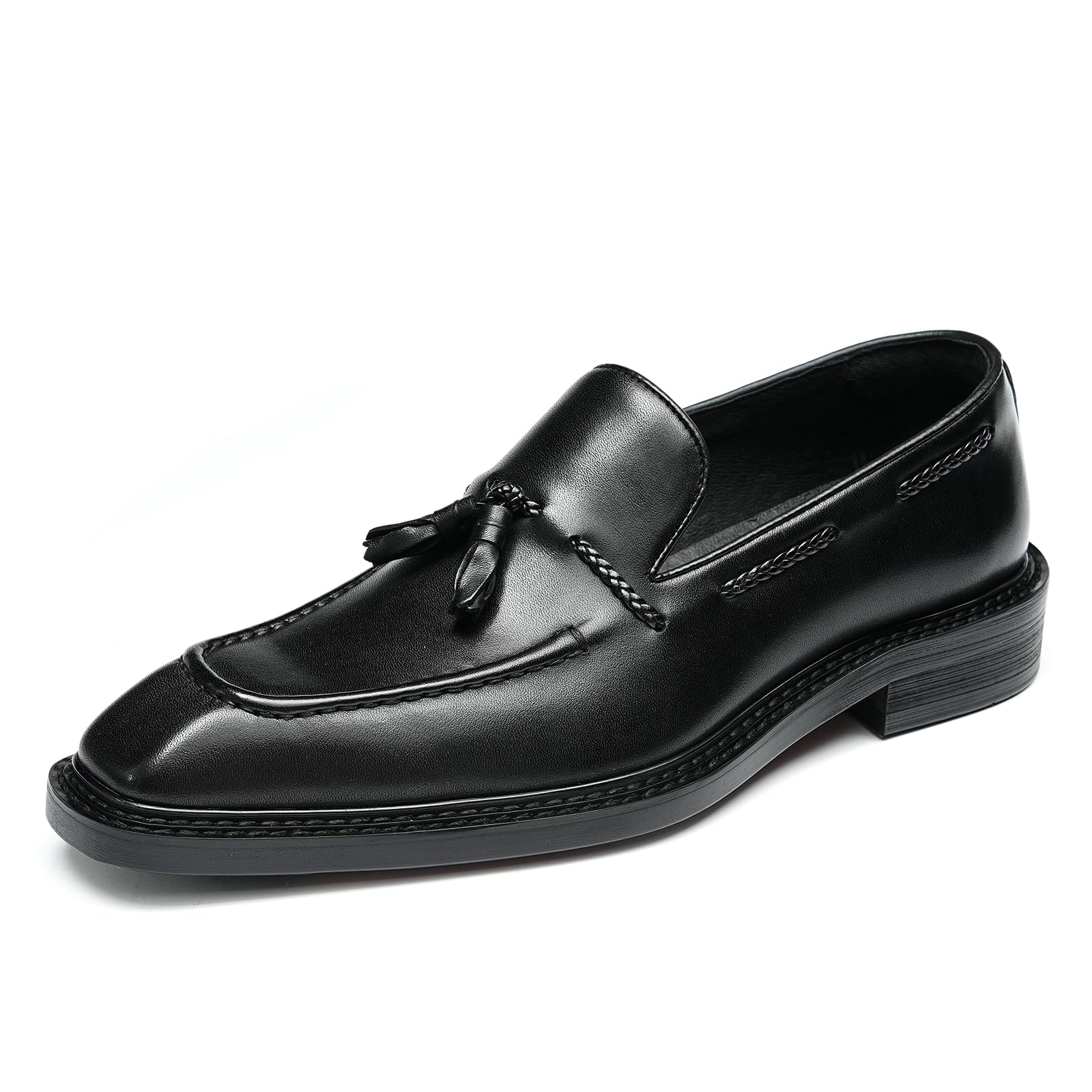 Mocasines con Borlas Negocios Casuales Zapatos Slip On en Cuero Genuino